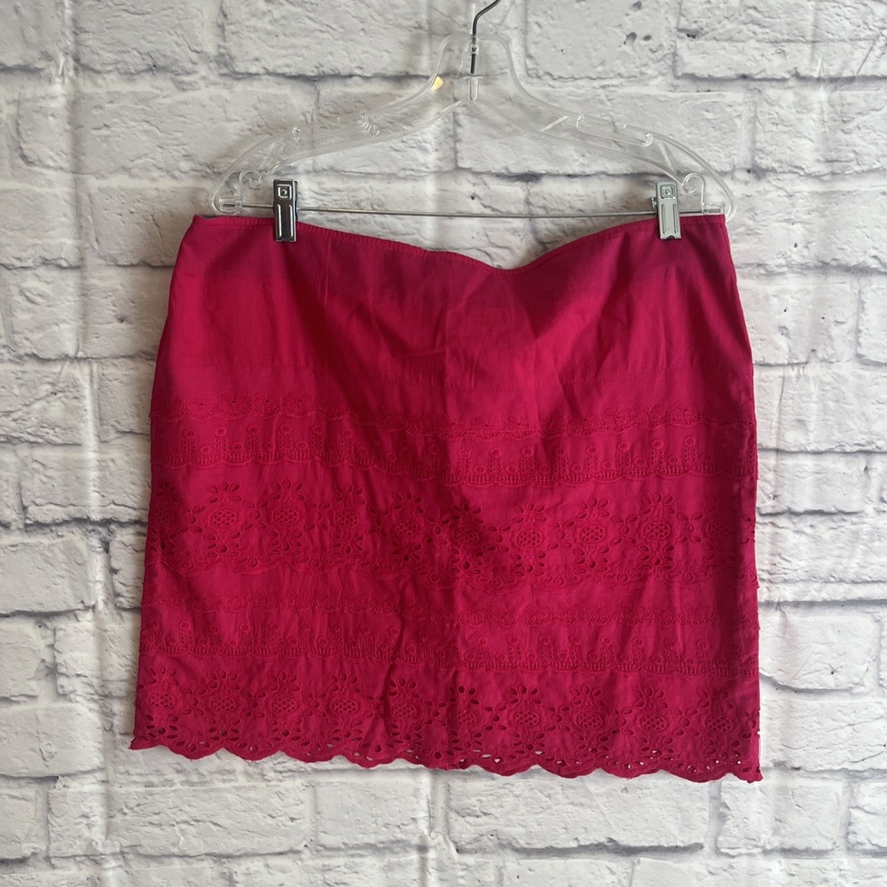 G.H. Bass & Co. NWT Pink Eyelet Feminine Romantic Cottage Core Mini Skirt Sze 12
